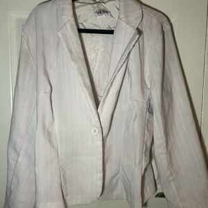 Van Heusen Women's Light Pink Striped Blazer Suit Set
